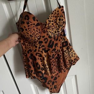 Leopard Print Peplum Swimsuit Forever 21